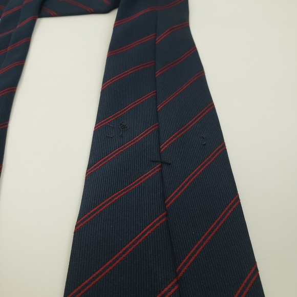 Christian Dior Striped Textured Navy Blue Red Tie - Picture 7 of 8